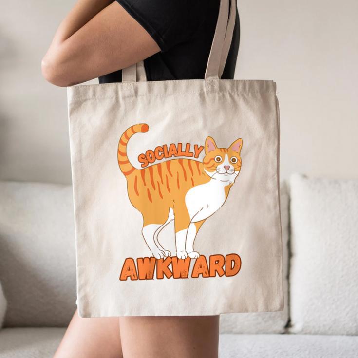 SOCIALLY AWKWARD FUNNY CAT ANTISOCIAL INTROVERT WEIRD Canvas Tote Bag SOCIALLY AWKWARD FUNNY CAT ANTISOCIAL INTROVERT WEIRD Canvas Tote Bag