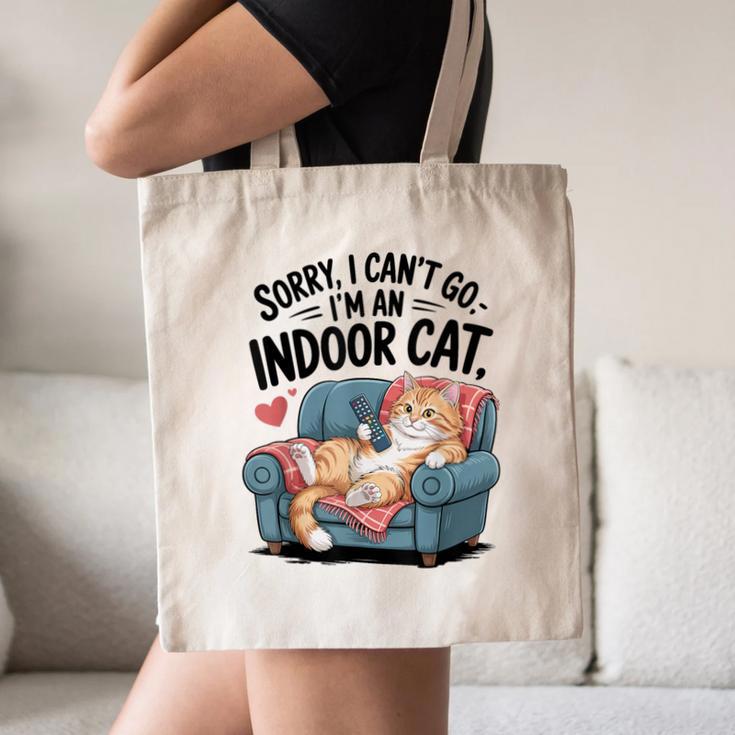 Sorry I Can’t Go I’m An Indoor Cat Couch Introvert Cat Canvas Tote Bag