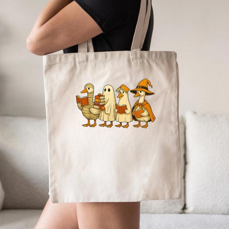 Spooky Halloween Book Lover Halloween Reading Goose Canvas Tote Bag
