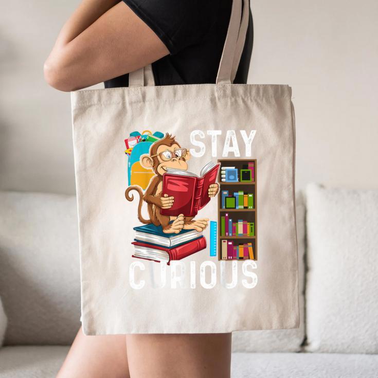 Stay Curious Monkey Reading Book Lover Bookworm Canvas Tote Bag Stay Curious Monkey Reading Book Lover Bookworm Canvas Tote Bag