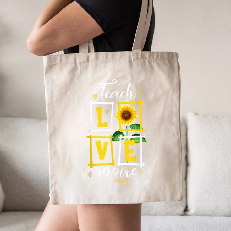 Sunflower Teach Love Inspire Cool Graduation Teacher School Canvas Tote Bag