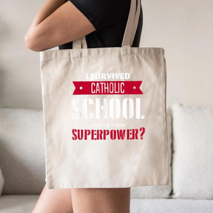 I Survived Catholic School Shirt Catholic Graduation Canvas Tote Bag