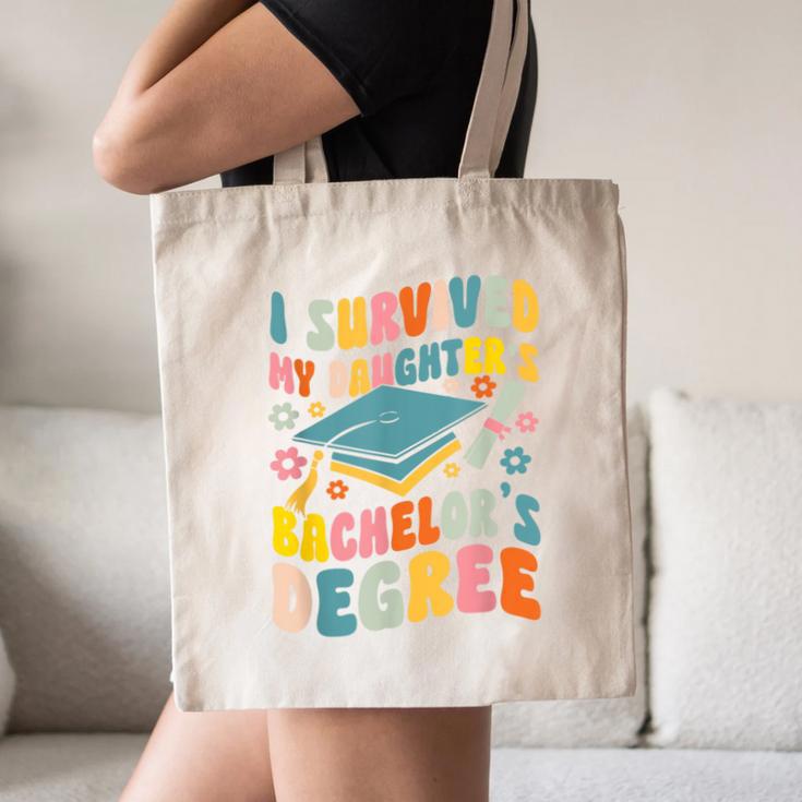 i Survived My Daughter's Bachelors Degree Groovy Graduation Canvas Tote Bag