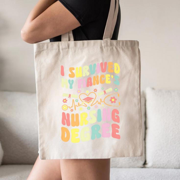 i Survived My Fiance's Nursing Degree Graduation Groovy Premium Canvas Tote Bag