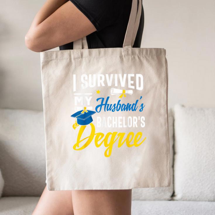 i Survived My Husbands Bachelors Degree Graduation Gifts Canvas Tote Bag