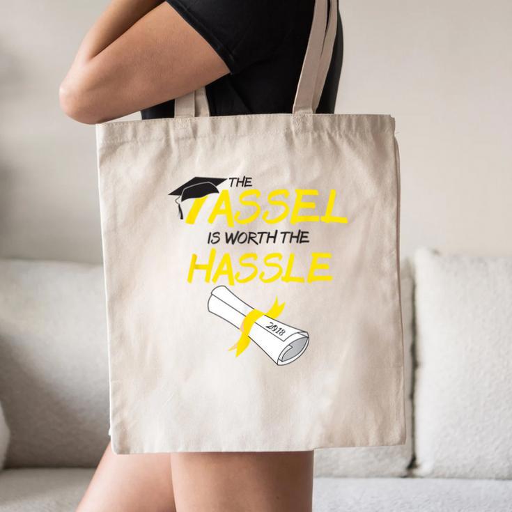 Tassel Worth The Hassle 2018 Graduation Quote Ylw Canvas Tote Bag