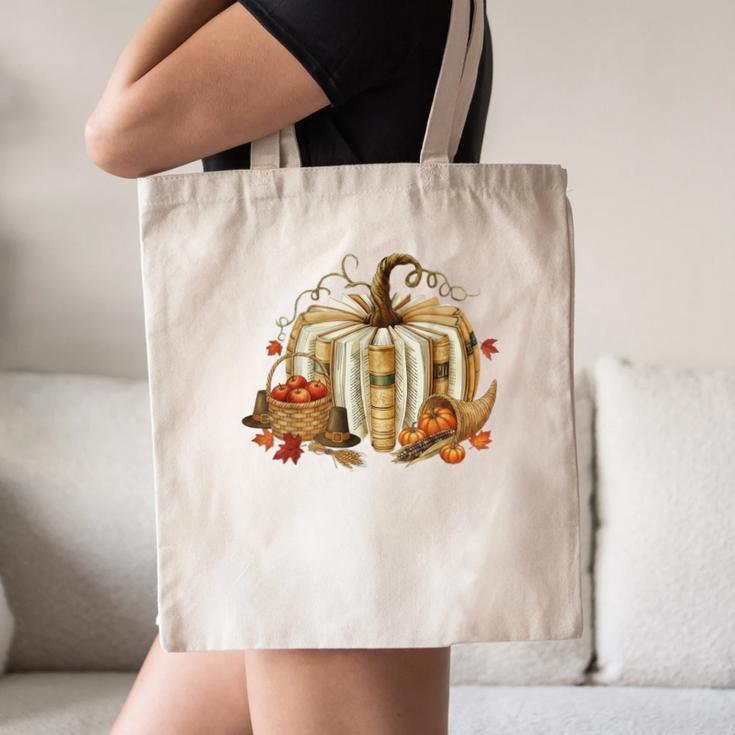 Teacher Book Pumpkin Fall Reading Thanksgiving Autumn Canvas Tote Bag