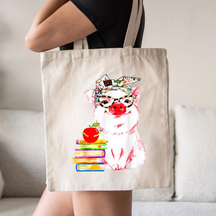 Teacher Pig Cute Farm Animal Book Lover School Student For Men Women Kids Canvas Tote Bag Teacher Pig Cute Farm Animal Book Lover School Student For Men Women Kids Canvas Tote Bag