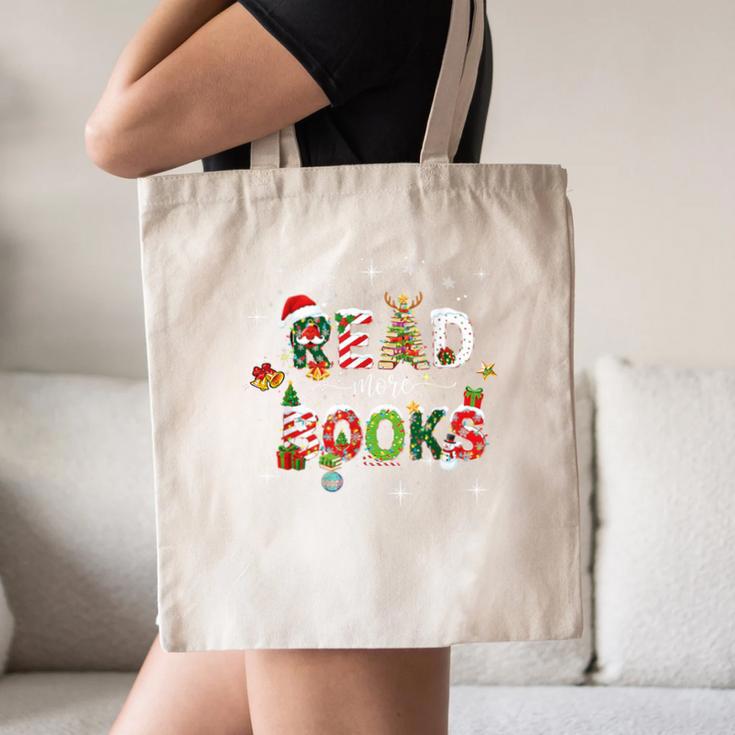 Teacher Read More Books Christmas Reading Bookworm Librarian Canvas Tote Bag