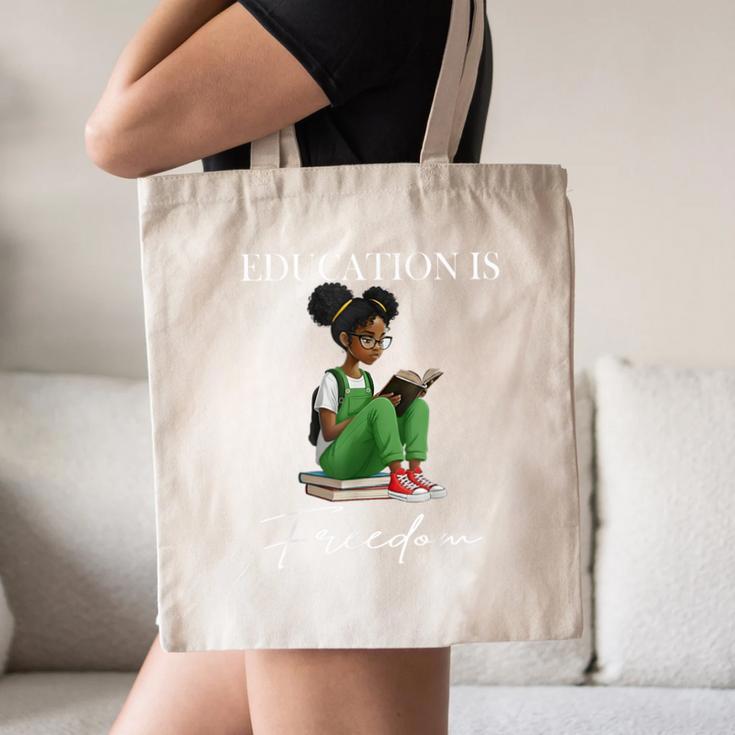 History Month Education Is Freedom Books Black Teacher Canvas Tote Bag