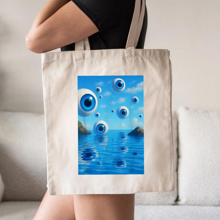 Trippy Weirdcore Frutiger Aero Surreal Eyeballs Y2K Canvas Tote Bag