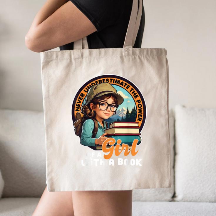 Never Underestimate The Power Of a Girl With a Book Reading Canvas Tote Bag