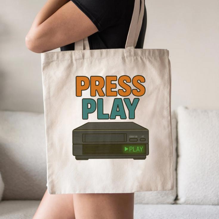 VHS Cassette Retro Analog Nostalgia Theme Premium Canvas Tote Bag