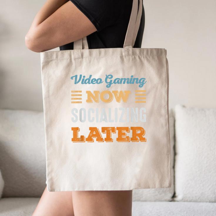 Video Gaming Now Minimal Socializing Introvert Vintage Canvas Tote Bag Video Gaming Now Minimal Socializing Introvert Vintage Canvas Tote Bag
