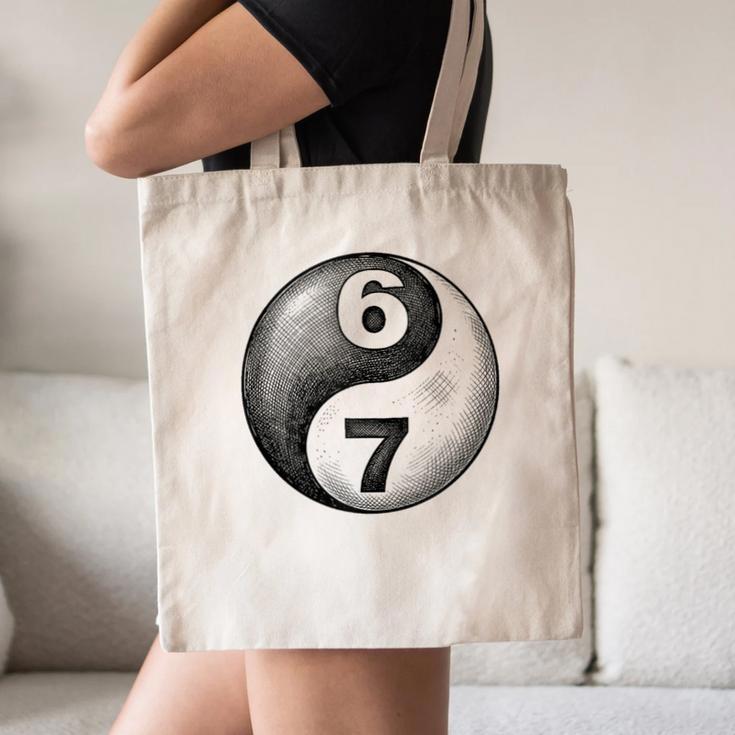Vintage 6 7 Sketch Yin Yang Namaste Six Seven Nostalgia Canvas Tote Bag
