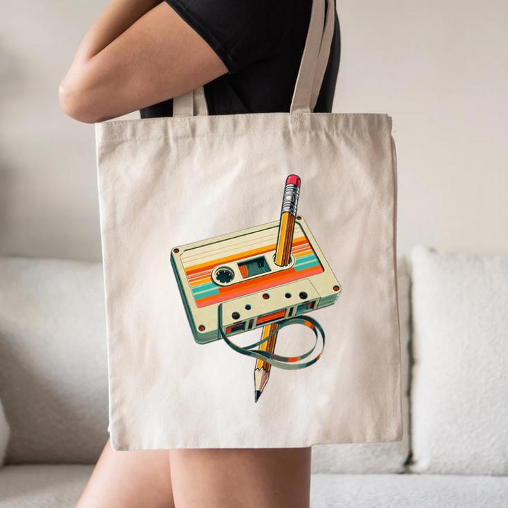 Vintage Pencil Rewind Cassette Tape Nostalgia Party 80s 90s Premium Canvas Tote Bag Vintage Pencil Rewind Cassette Tape Nostalgia Party 80s 90s Premium Canvas Tote Bag