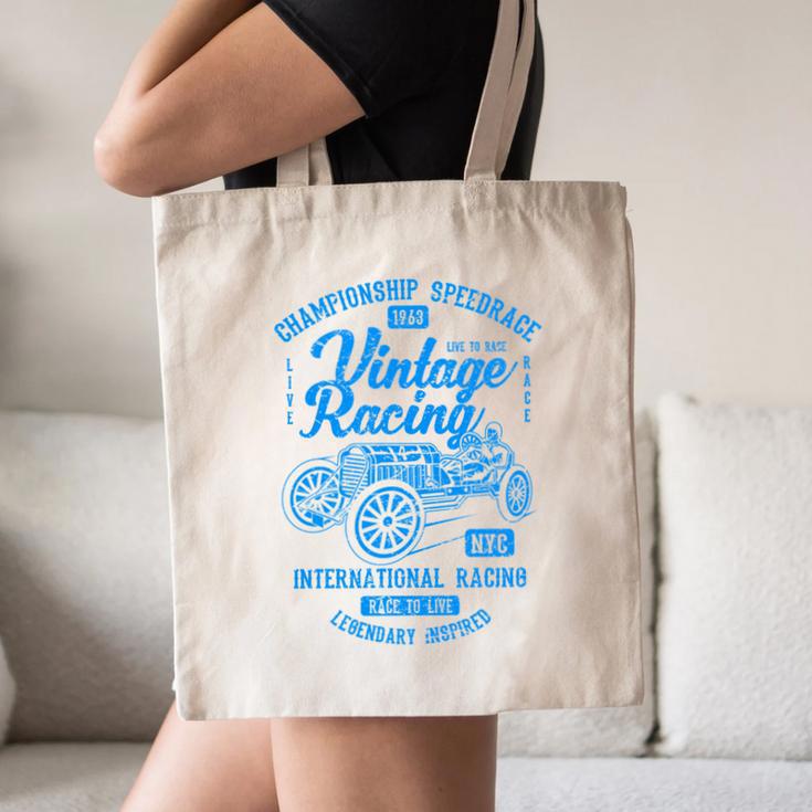 Vintage Racing Automotive Nostalgia Distressed Car Canvas Tote Bag