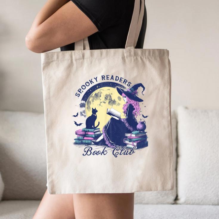Vintage Sexy Witch Spooky Readers Book Lover Club Halloween Canvas Tote Bag