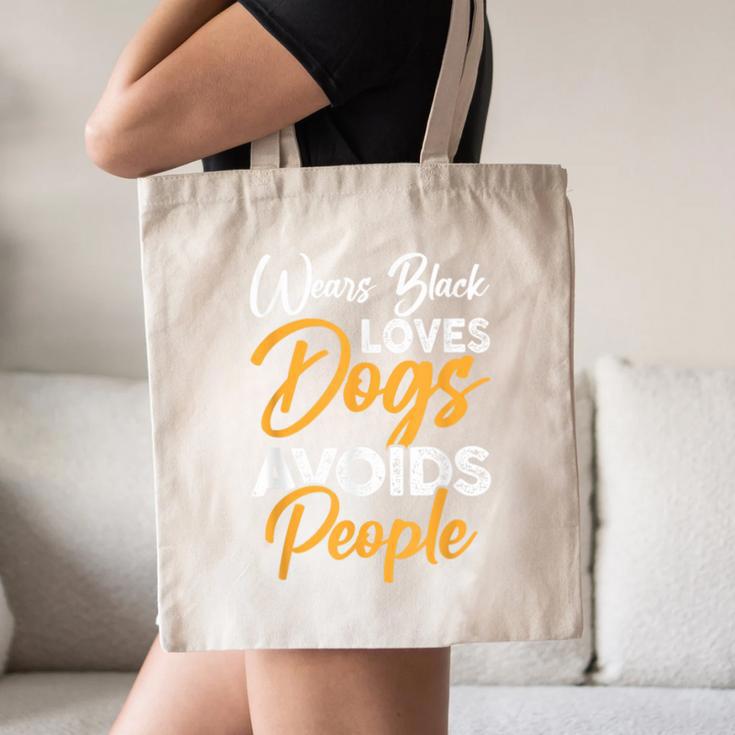 Wears Loves Dogs Avoids People I Introvert Canvas Tote Bag