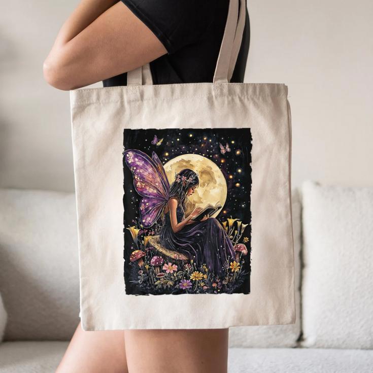 Whimsical Book Fairy Reading Bookish Fairycore Canvas Tote Bag