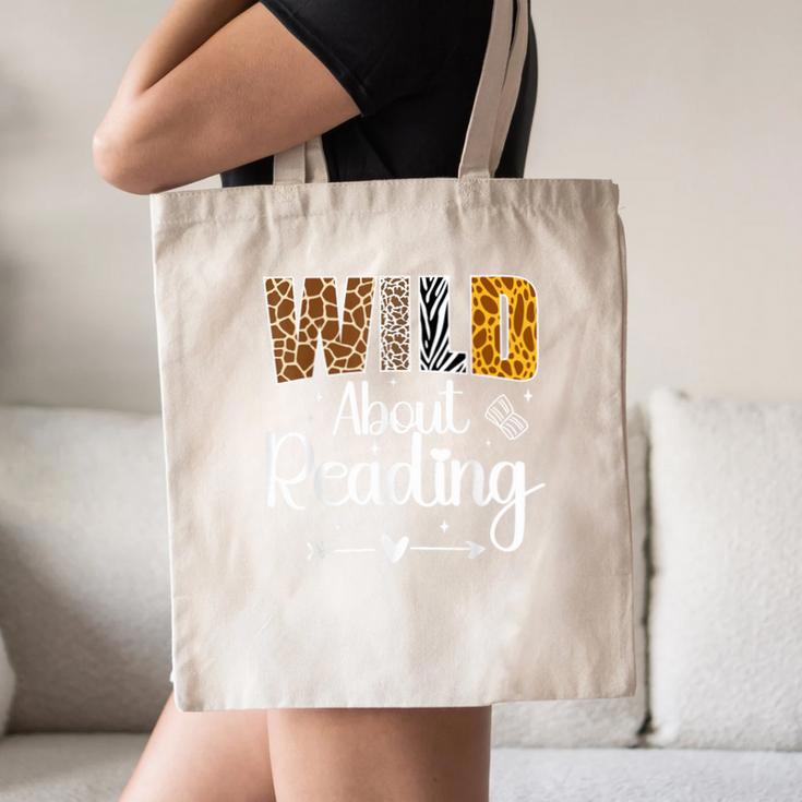 Wild About Reading Book Lover Bookworm Library Day Canvas Tote Bag