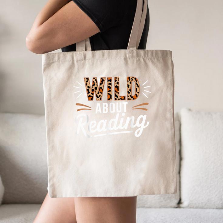 Wild About Reading Books Reader Lover Bookworm Leopard Print Canvas Tote Bag