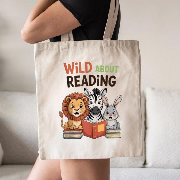 Wild About Reading Zoo Animals For Bookworm Book Reader Canvas Tote Bag