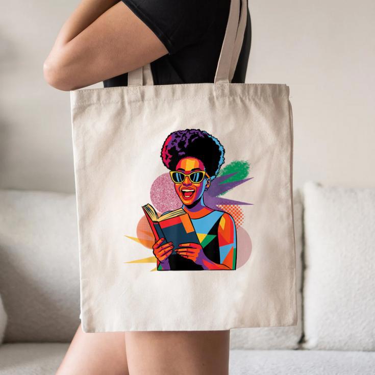 Woman Reading Book Lover Geometric Girl Afro History Canvas Tote Bag Woman Reading Book Lover Geometric Girl Afro History Canvas Tote Bag