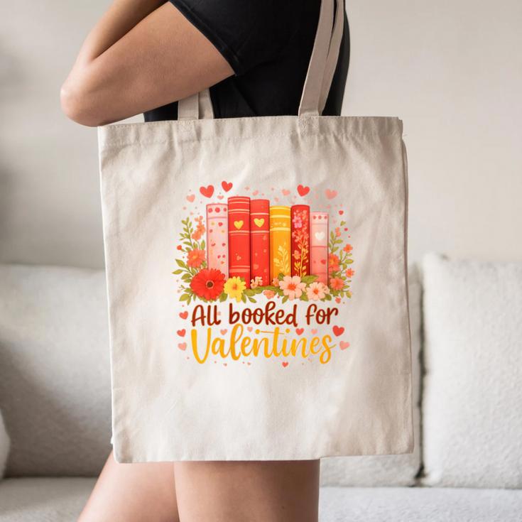 Women's All Booked For Valentine Teacher Valentines Reading Book Canvas Tote Bag