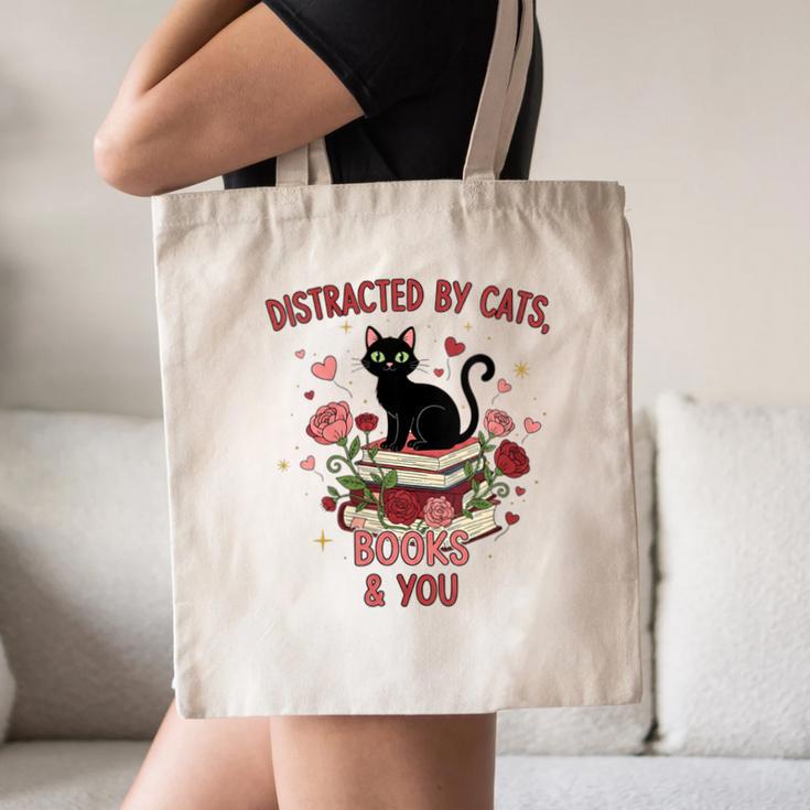 Women's Cat Books Romantic Floral Aesthetic Book Lover Cat Owner Canvas Tote Bag Women's Cat Books Romantic Floral Aesthetic Book Lover Cat Owner Canvas Tote Bag