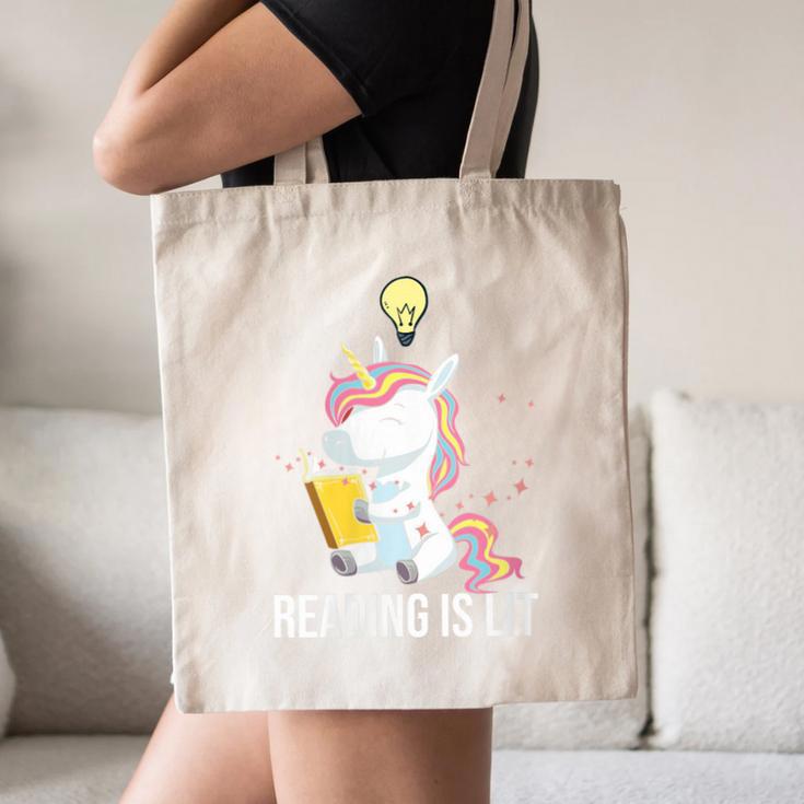 Women's Reading Is Lit Unicorn Library English Teacher Book Lover Canvas Tote Bag