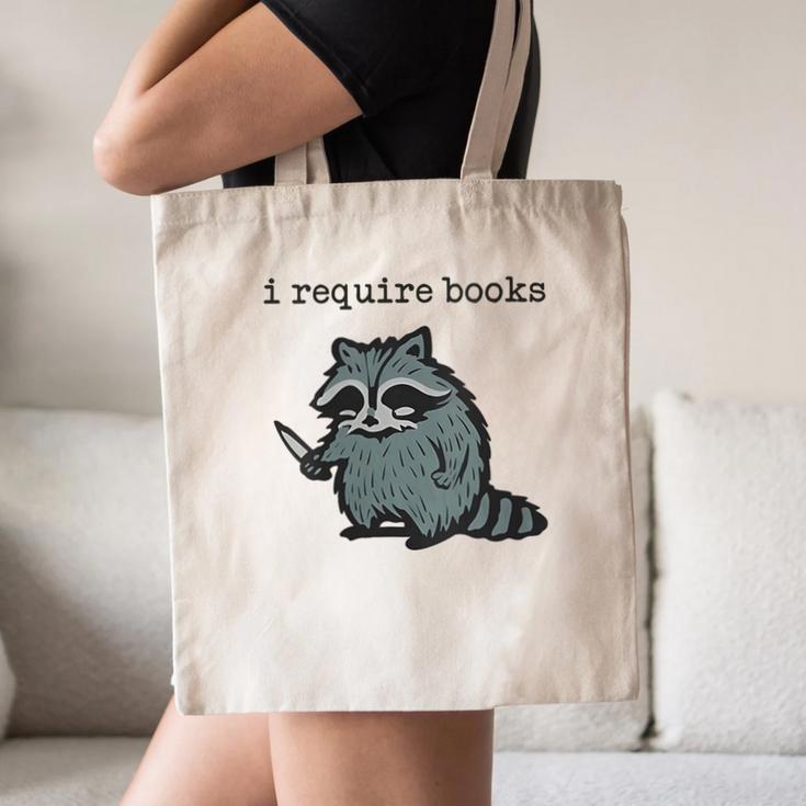 Women's i Require Books Raccoon Canvas Tote Bag