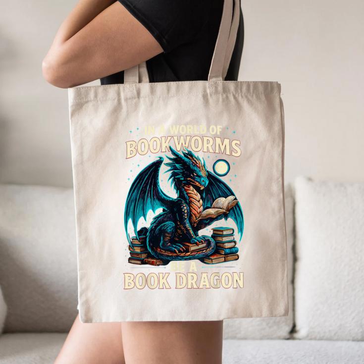 In a World Of Bookworms Be a Book Dragon Reading Canvas Tote Bag In a World Of Bookworms Be a Book Dragon Reading Canvas Tote Bag