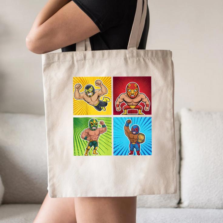 Wrestling Comic Book Wrestler Mexican Lucha Libre Mask Canvas Tote Bag