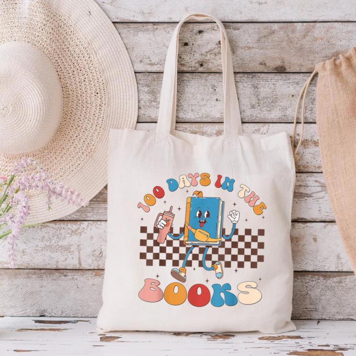 100 Days In The Books Celebration Retro School Canvas Tote Bag