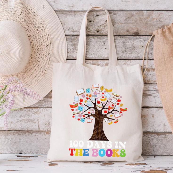 100 Days In The Books Reading Teacher 100th Day Of School Premium Tri-Blend Canvas Tote Bag
