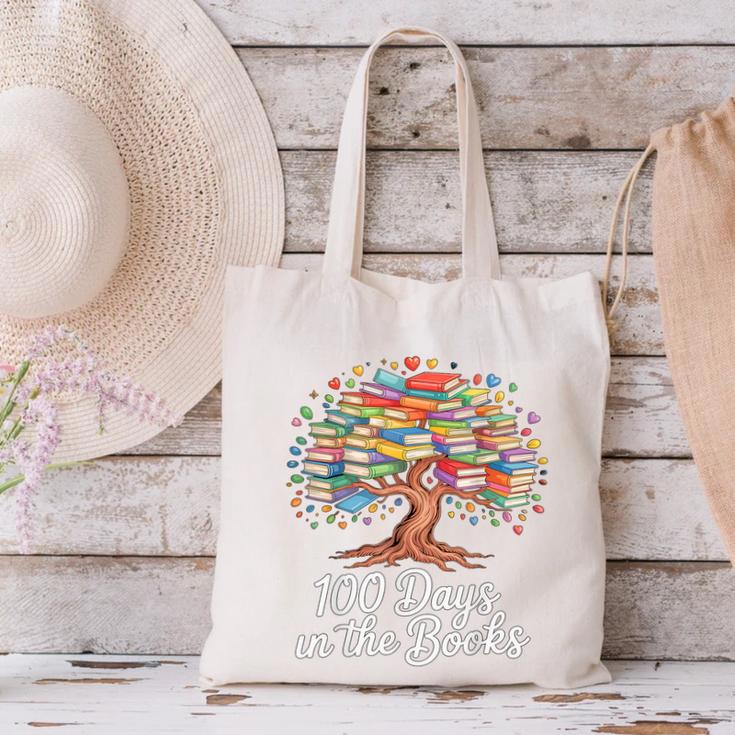 100th Day Of School Books Tree Reading Canvas Tote Bag