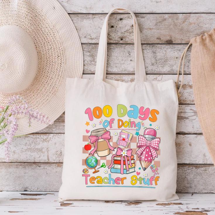 100th Day Of School Teacher 100 Days Coffee Books Canvas Tote Bag