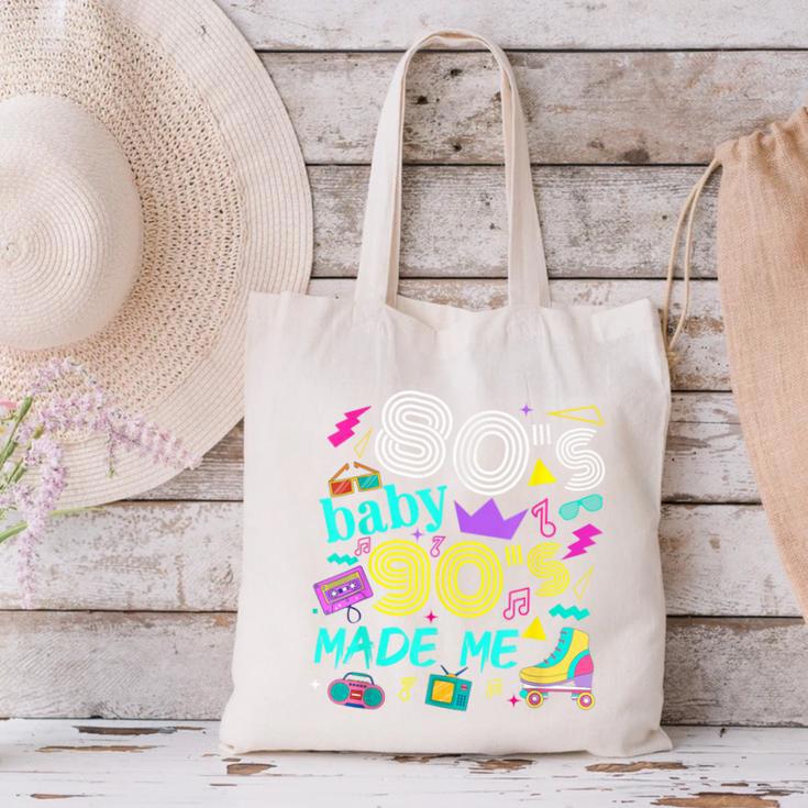 1980s 80's Baby 1990s 90's Made Me Birthday Nostalgia Vibes Canvas Tote Bag 1980s 80's Baby 1990s 90's Made Me Birthday Nostalgia Vibes Canvas Tote Bag