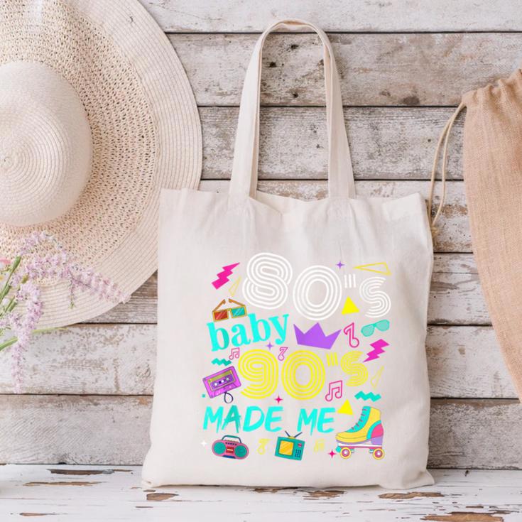 1980s 80's Baby 1990s 90's Made Me Birthday Nostalgia Vibes Canvas Tote Bag 1980s 80's Baby 1990s 90's Made Me Birthday Nostalgia Vibes Canvas Tote Bag