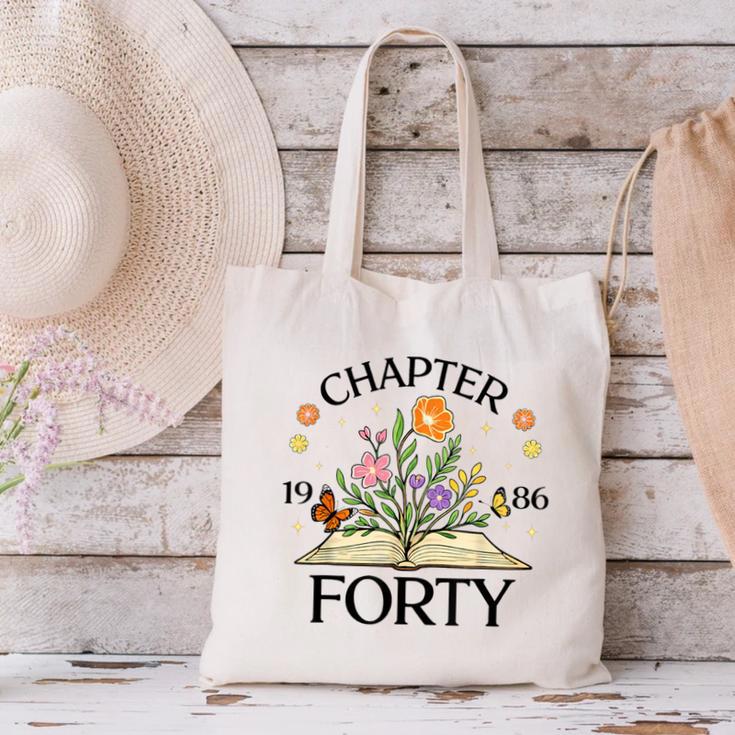 1986 Chapter Forty 40th Birthday Wildflower Book Canvas Tote Bag
