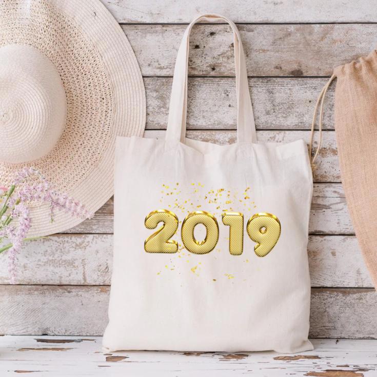 2019 Gold Confetti GraduationShirt High School College Canvas Tote Bag