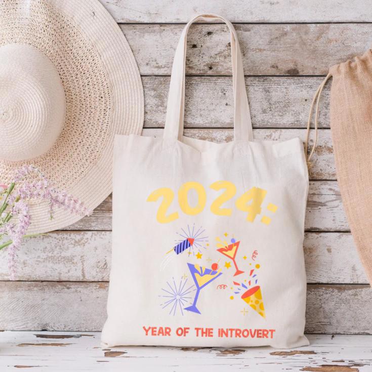 2024 Year Of The Introvert New Year Adventures Canvas Tote Bag 2024 Year Of The Introvert New Year Adventures Canvas Tote Bag