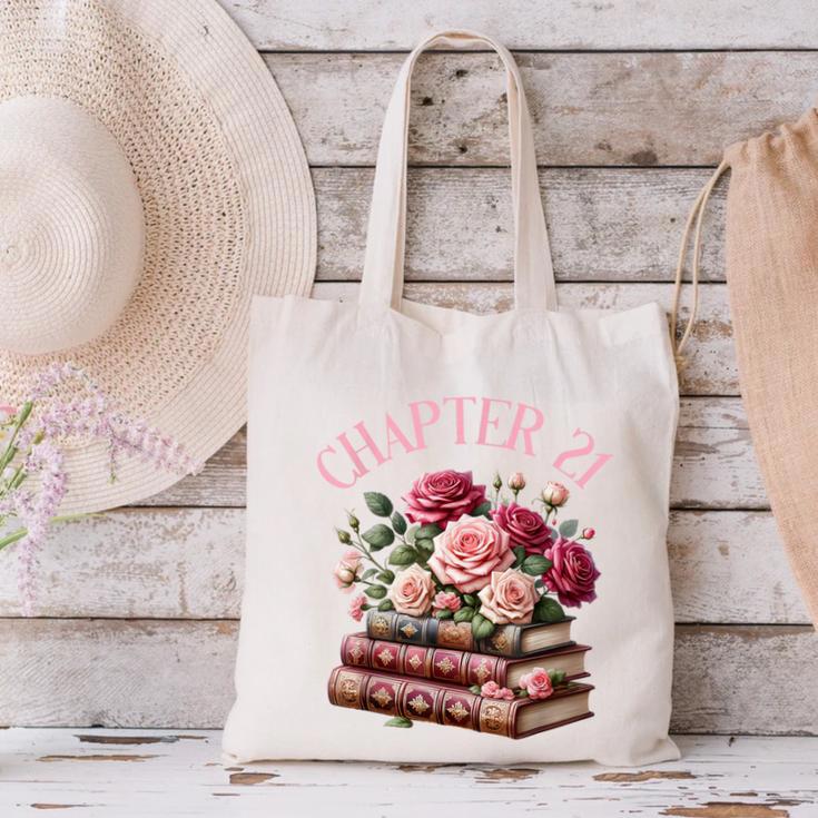 21st Birthday Chapter 21 Birthday Shirt Women Book Lover Canvas Tote Bag