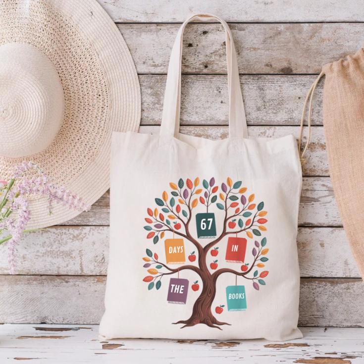 67 Days In The Books Reading Teacher 67th Day Of School Canvas Tote Bag 67 Days In The Books Reading Teacher 67th Day Of School Canvas Tote Bag