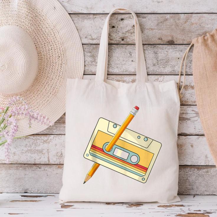 80's 90's Retro Music Party Costume Nostalgia Cassette Canvas Tote Bag 80's 90's Retro Music Party Costume Nostalgia Cassette Canvas Tote Bag