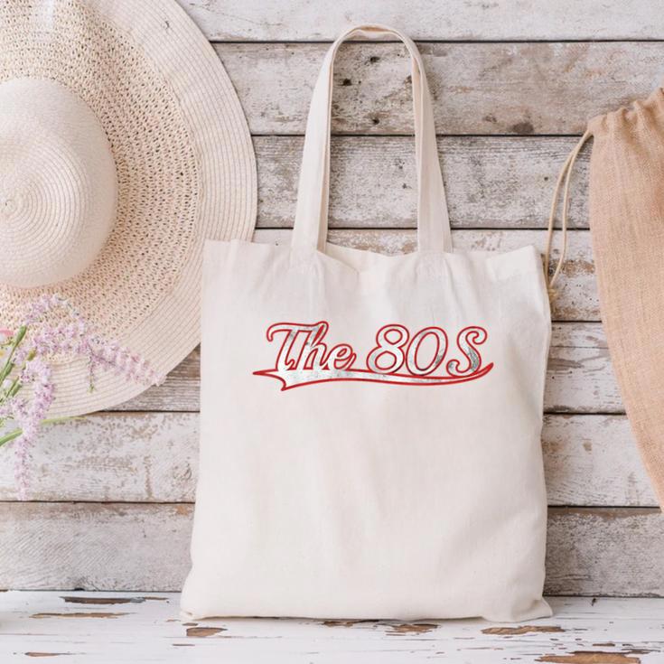 The 80S Eighties Decade Nostalgia Music Vintage Varsity Canvas Tote Bag