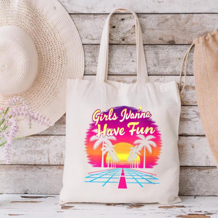 80s Fashion Girls Just Wanna Have Fun 1980s Nostalgia Canvas Tote Bag