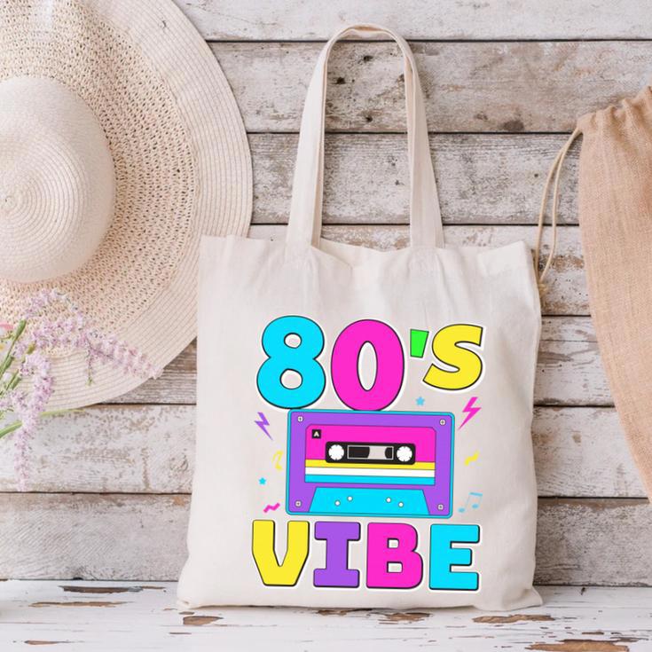 80's Vibe Retro Style Cassette Tape Nostalgia 1980s Party Canvas Tote Bag 80's Vibe Retro Style Cassette Tape Nostalgia 1980s Party Canvas Tote Bag