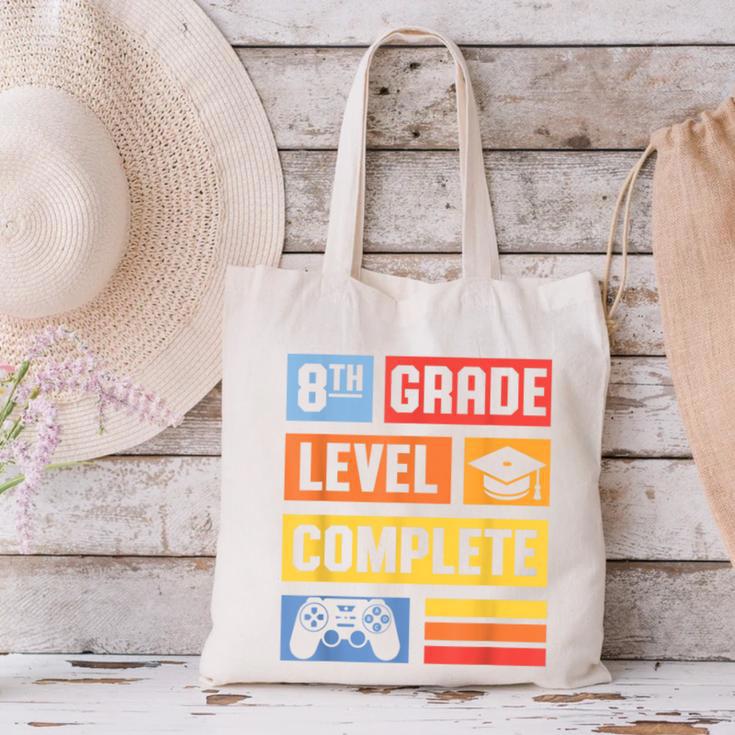 8th Grade Graduation Shirt 2024 Gamer Level Eighth Birthday Canvas Tote Bag